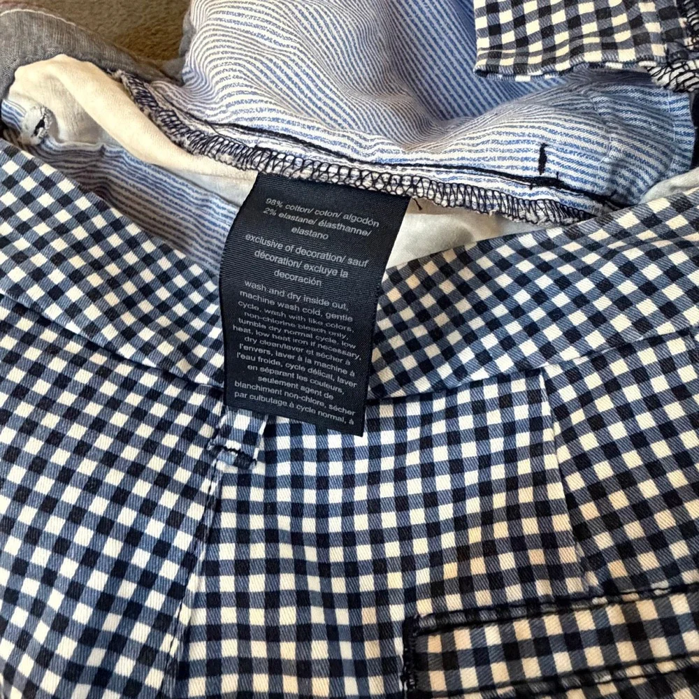 Tommy Hilfiger Gingham Plaid Shorts Blue White Casual Stretch Women Size 8 32x9